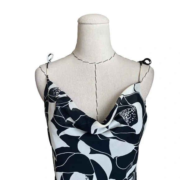 Vintage Y2K B Smart Cowl Slip Print Dress Sex City Carrie Bradshaw - Picture 2 of 10